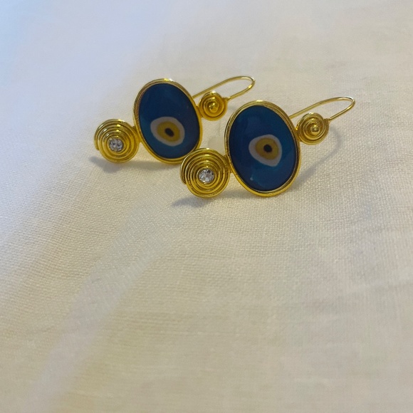 Evil Eye & Glass Dangle Earrings - Picture 5 of 9